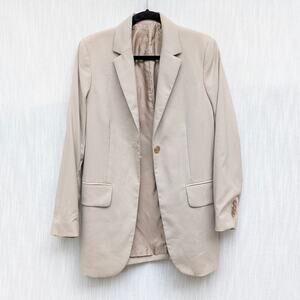 Arket Marzotto Beige Wool Oversized Single-Breasted Blazer, size 2